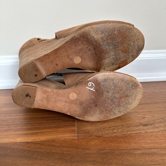 Lucky Brand Reevas Suede Peep Toe Wedge Ankle Booties Shoes Brown Size 7.5 - Picture 10 of 11